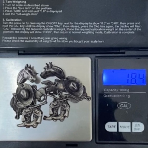 Unique Vintage Pewter Western Horse Saddle Cowboy Hat Boots Gun Charms Earrings - Picture 9 of 11